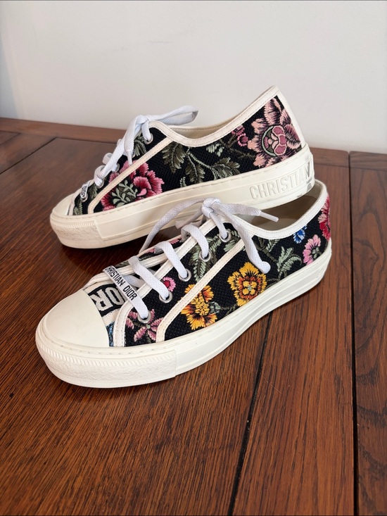 Dior Shoes - Dior Walk’n’Dior Black Floral Embroidered Canvas Low-Top Sneakers 37.5 7.5